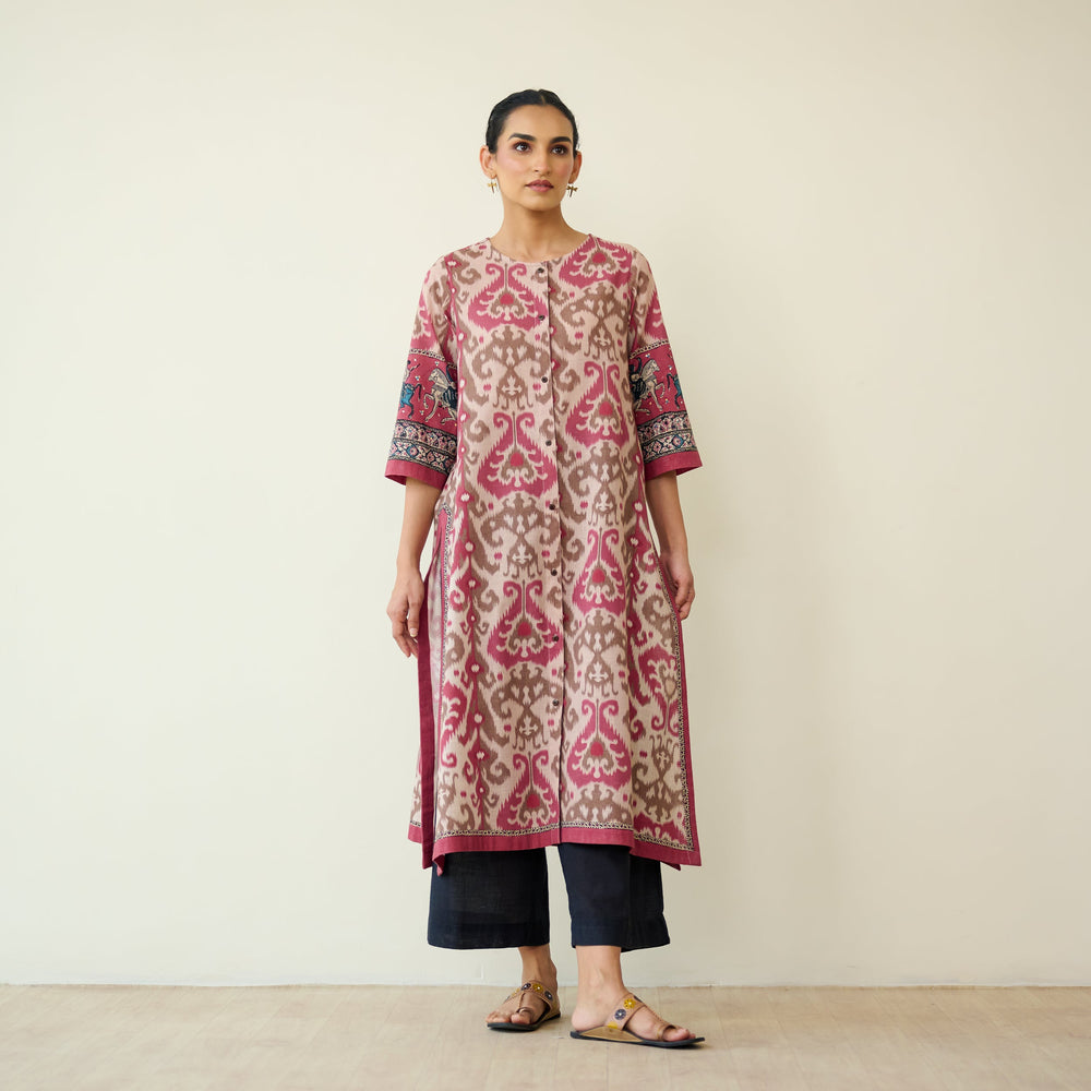 Abha Slub Cotton Kurta - Earthy Pink