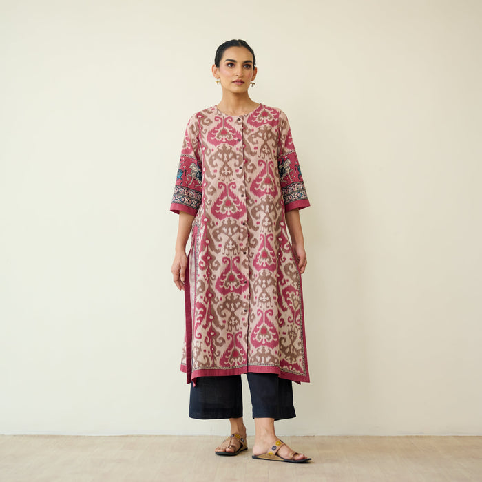 Abha Slub Cotton Kurta - Earthy Pink