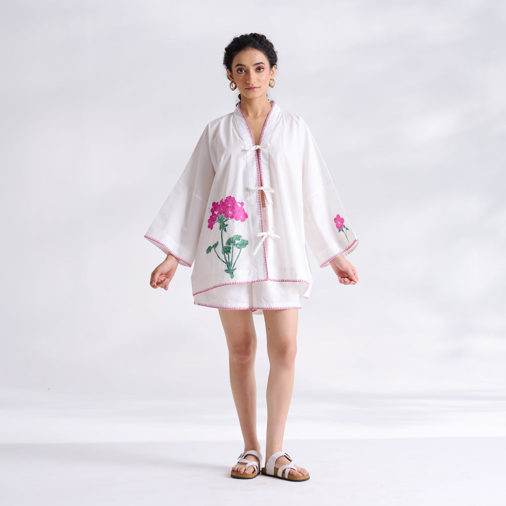 Petals on Cloud Embroidered Co-ord Set - Pink