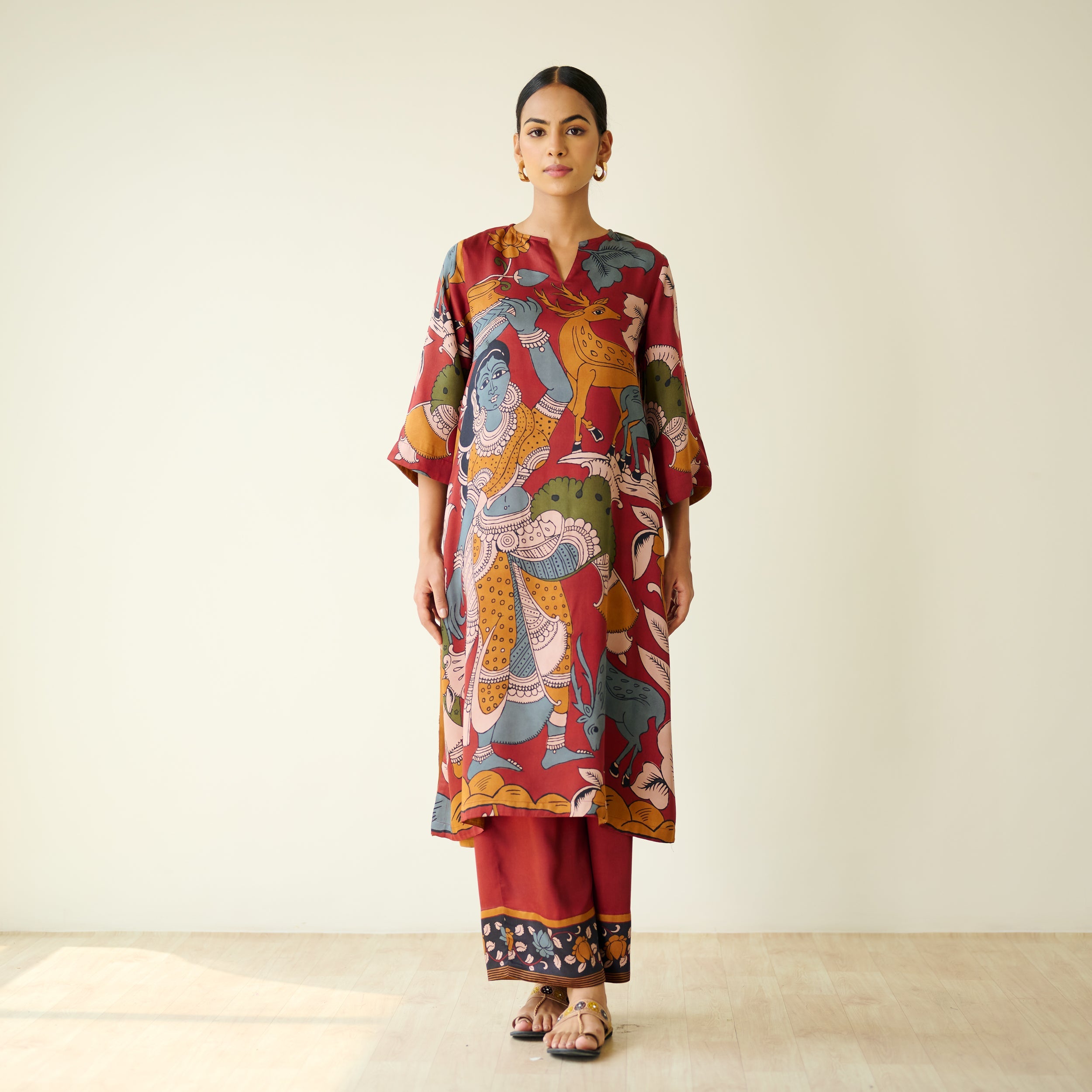 Chitra Modal Satin Kurta Set - Rust