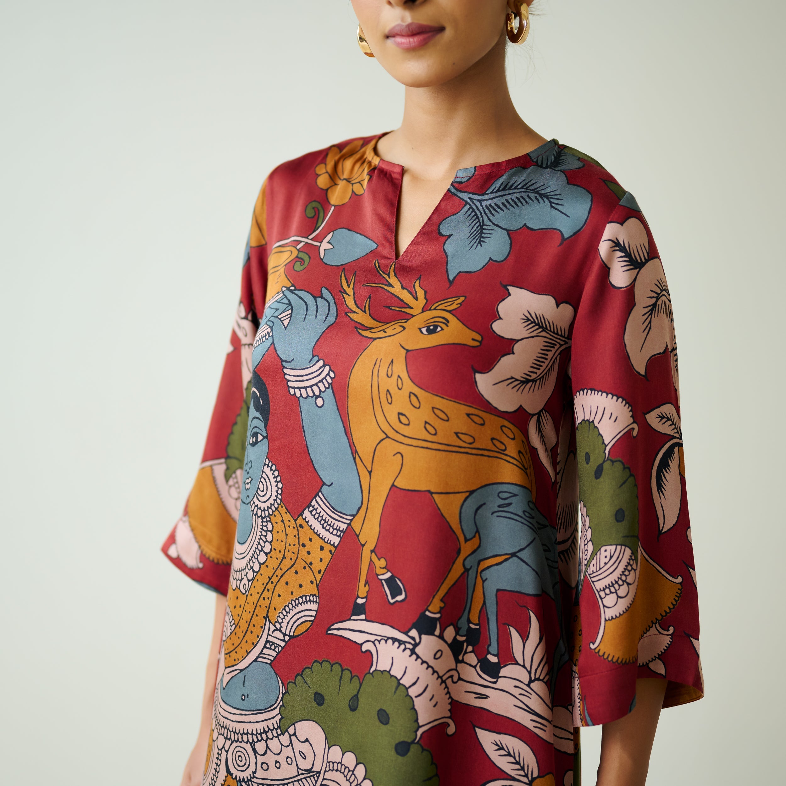 Chitra Modal Satin Kurta Set - Rust