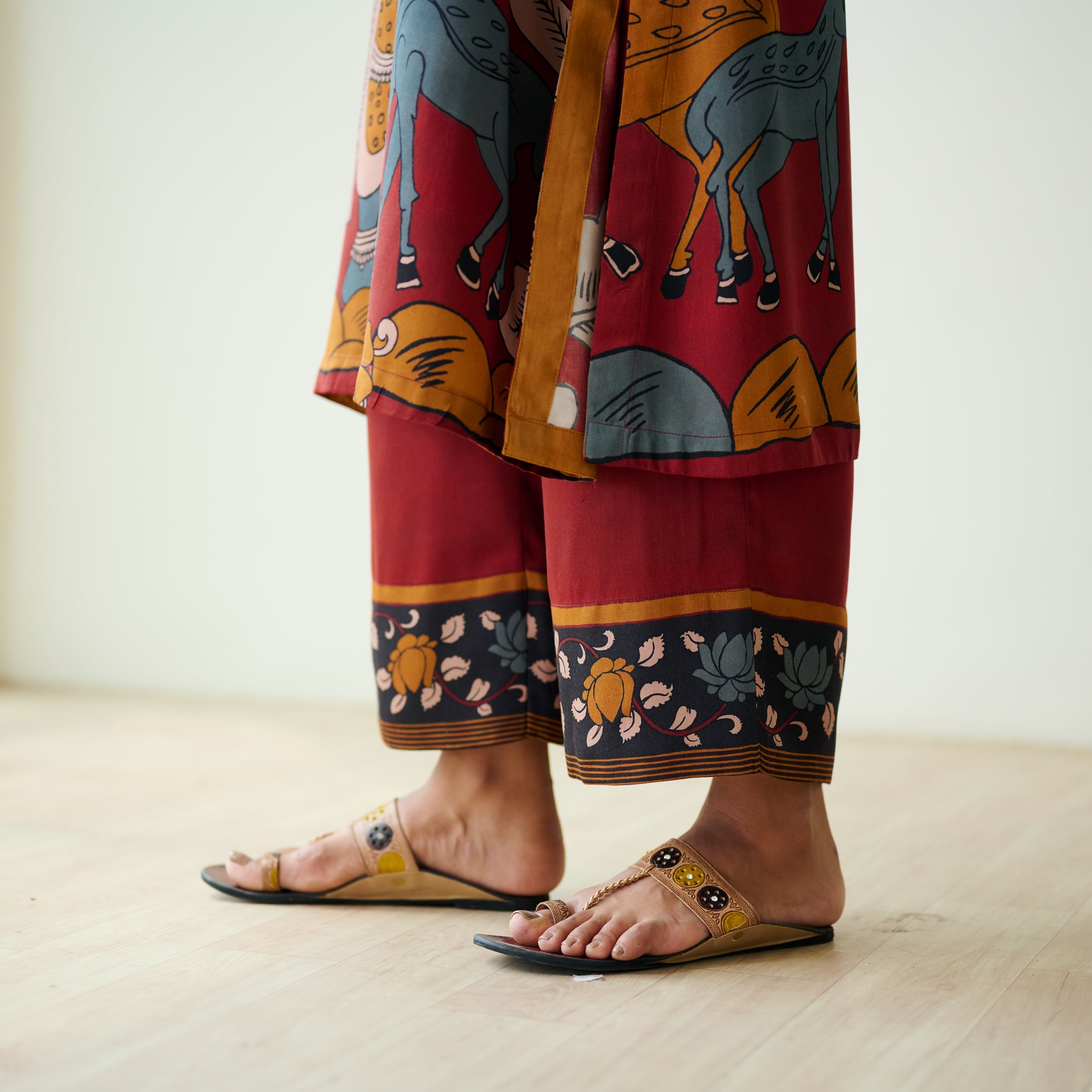 Chitra Modal Satin Kurta Set - Rust