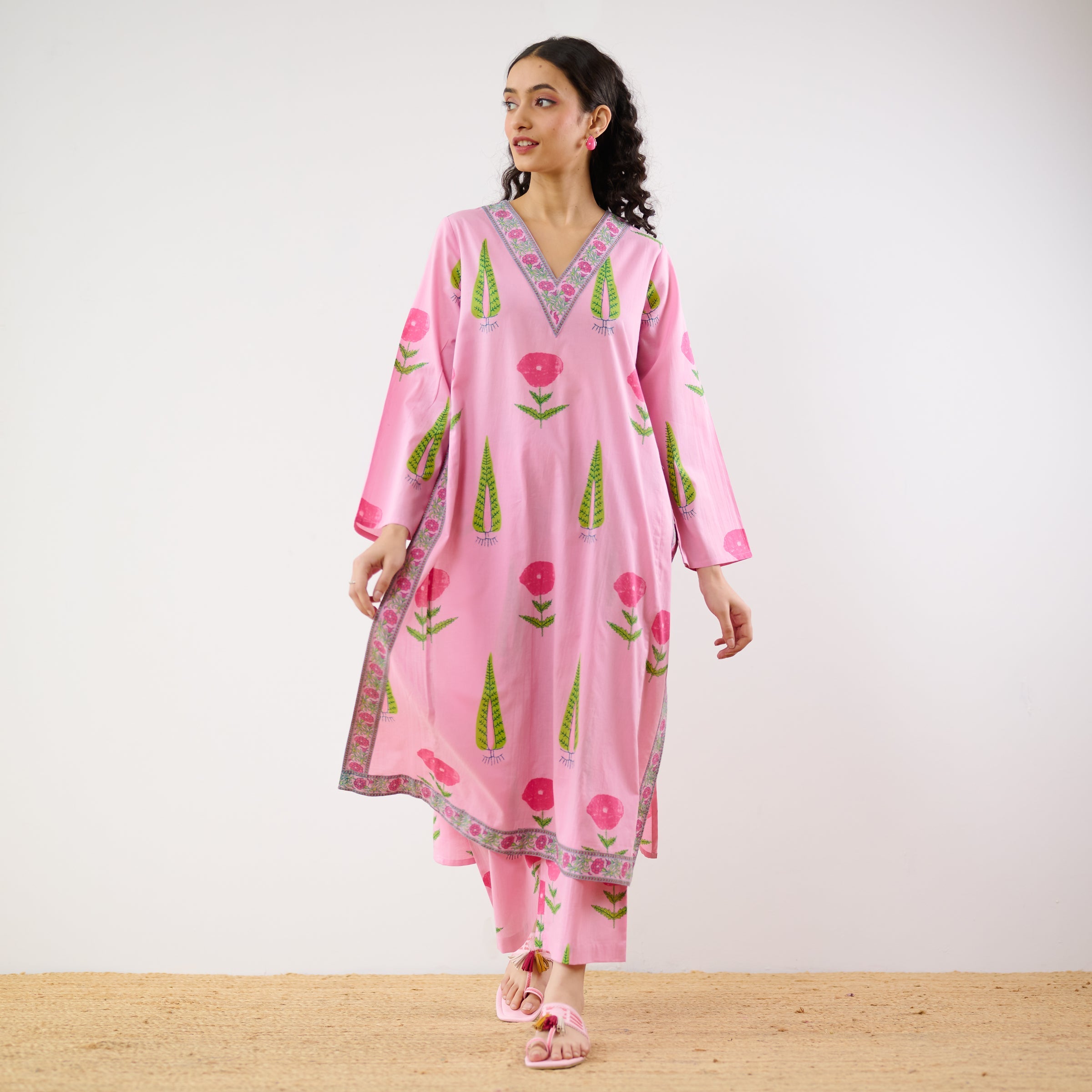 Begum's Bagh Printed Co-ord Set - Baby Pink