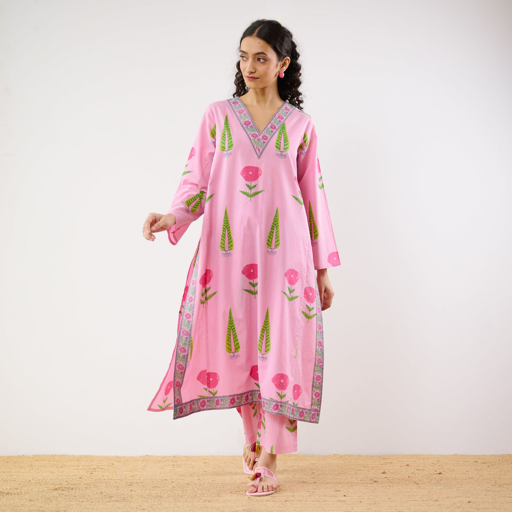 Begum's Bagh Printed Co-ord Set - Baby Pink