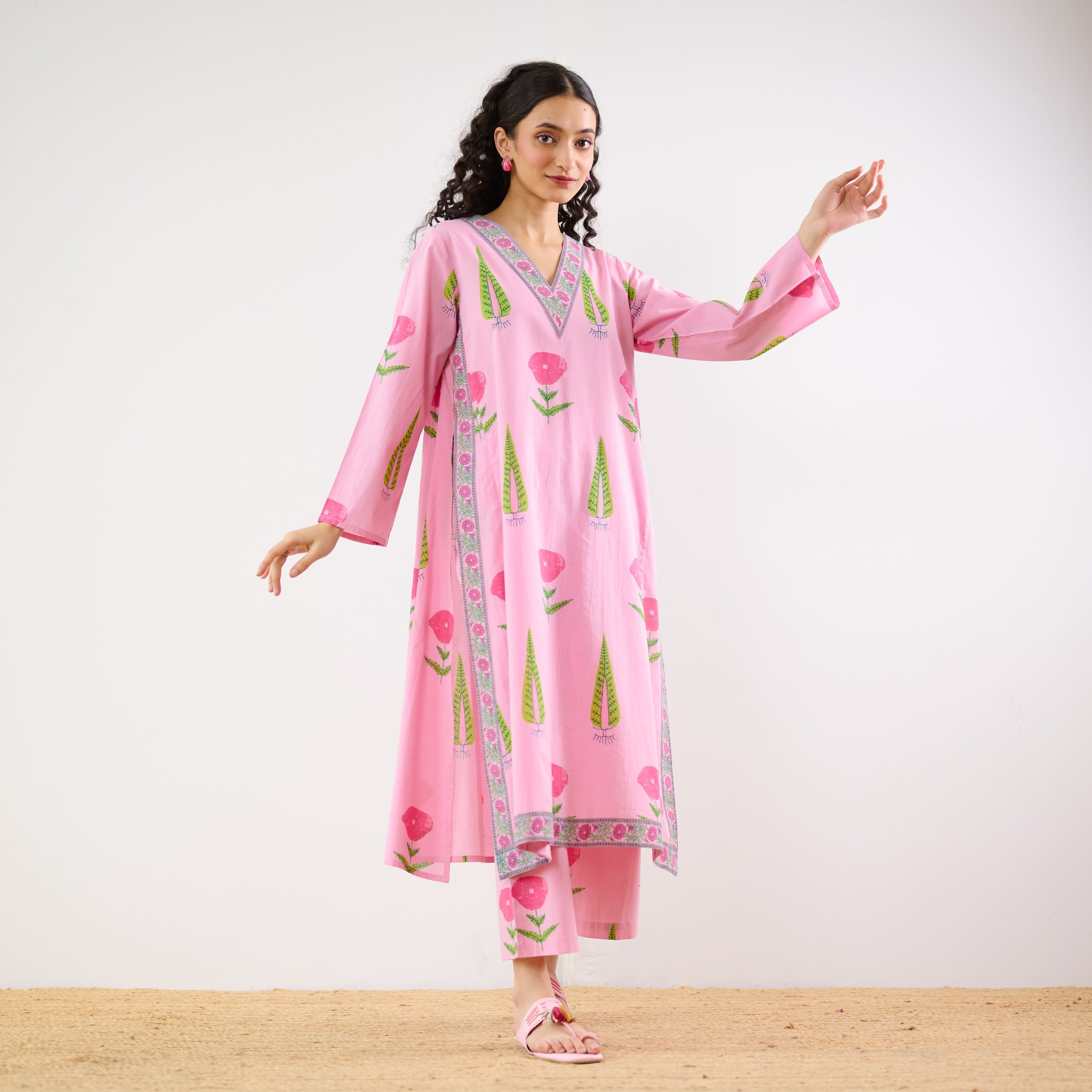 Begum's Bagh Printed Co-ord Set - Baby Pink