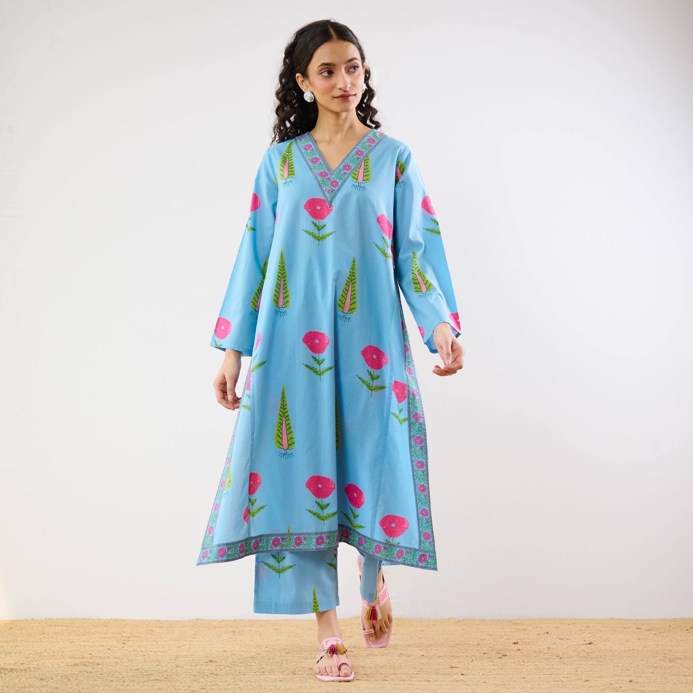 Begum's Bagh Printed Co-ord Set - Sky Blue