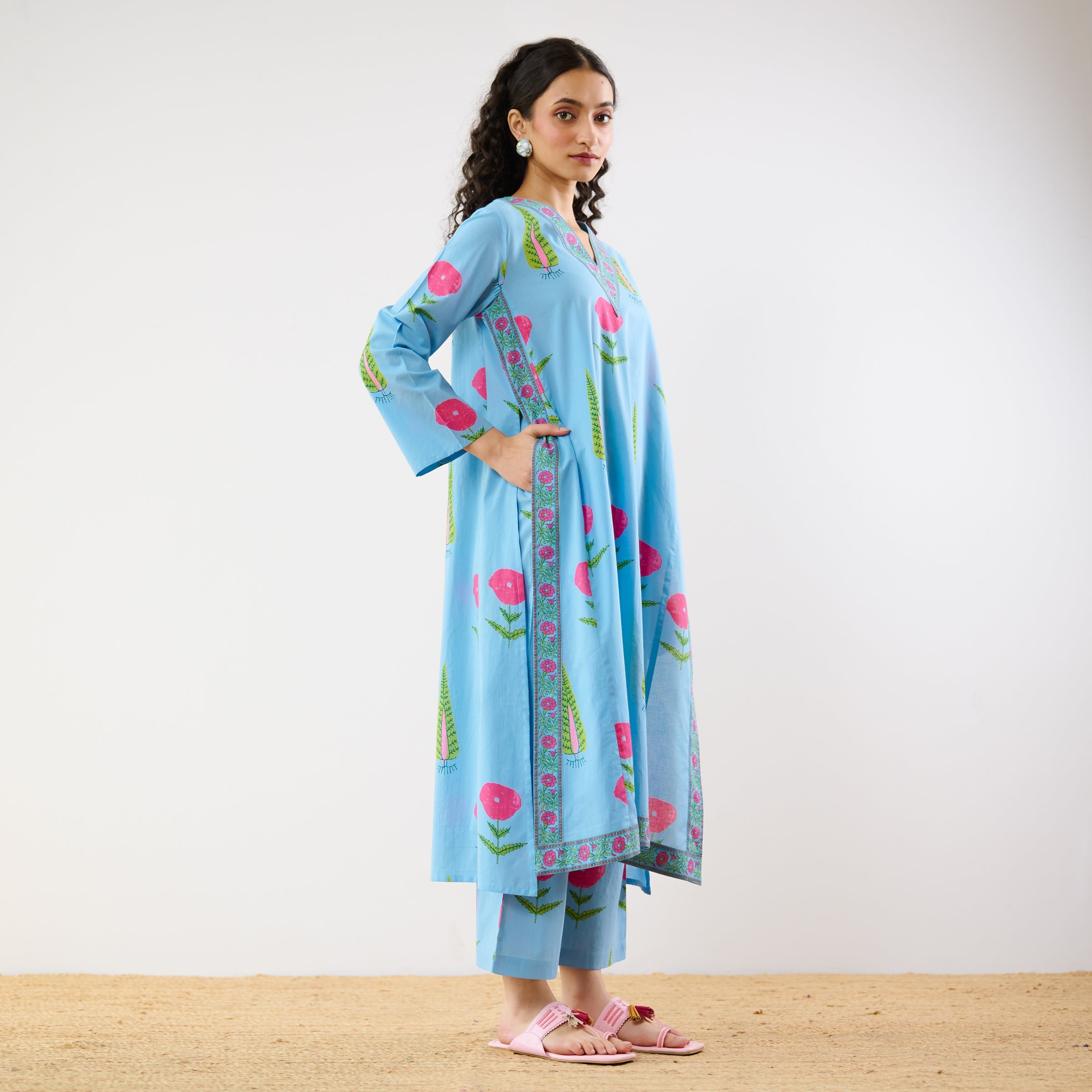 Begum's Bagh Printed Co-ord Set - Sky Blue